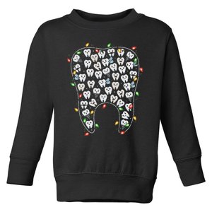 Dental Tooth Christmas Lights Dental Hygienist Dentist Xmas Toddler Sweatshirt