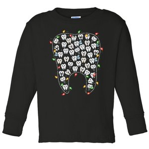 Dental Tooth Christmas Lights Dental Hygienist Dentist Xmas Toddler Long Sleeve Shirt