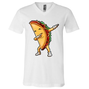 Dabbing Taco Cinco De Mayo Funny Mexican Food Dab V-Neck T-Shirt