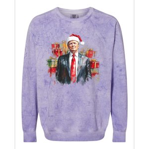 Donald Trump Christmas Trump With Santa Hat Colorblast Crewneck Sweatshirt