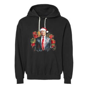 Donald Trump Christmas Trump With Santa Hat Garment-Dyed Fleece Hoodie