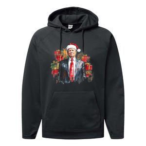 Donald Trump Christmas Trump With Santa Hat Performance Fleece Hoodie