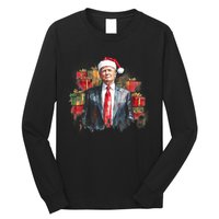 Donald Trump Christmas Trump With Santa Hat Long Sleeve Shirt