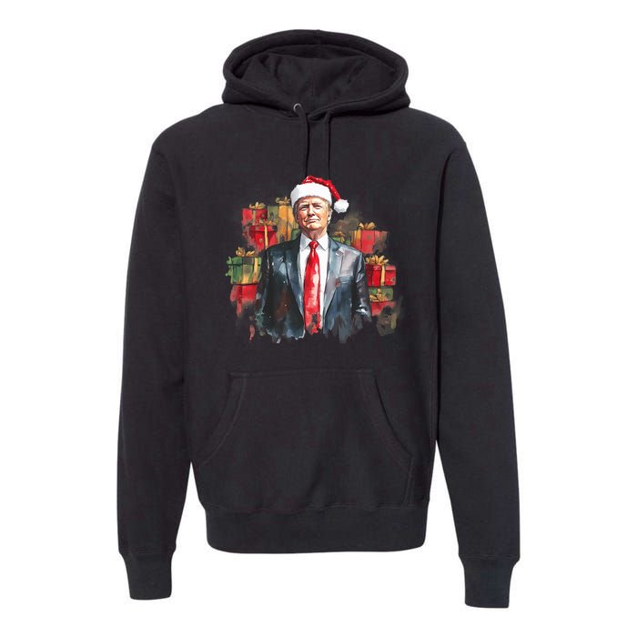 Donald Trump Christmas Trump With Santa Hat Premium Hoodie