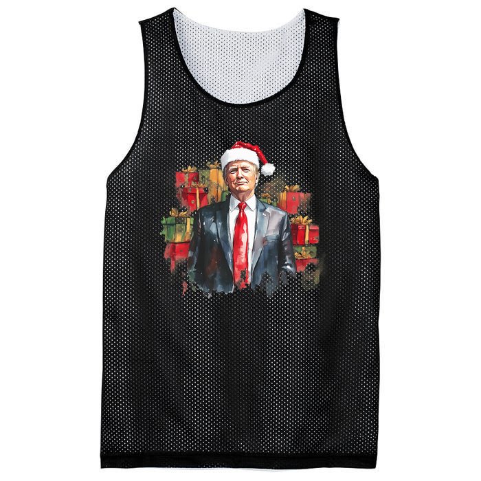 Donald Trump Christmas Trump With Santa Hat Mesh Reversible Basketball Jersey Tank