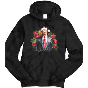 Donald Trump Christmas Trump With Santa Hat Tie Dye Hoodie