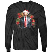 Donald Trump Christmas Trump With Santa Hat Tie-Dye Long Sleeve Shirt