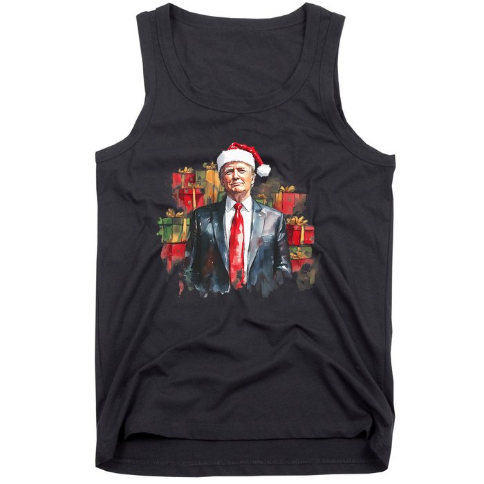 Donald Trump Christmas Trump With Santa Hat Tank Top