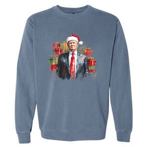 Donald Trump Christmas Trump With Santa Hat Garment-Dyed Sweatshirt