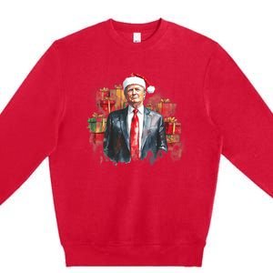 Donald Trump Christmas Trump With Santa Hat Premium Crewneck Sweatshirt