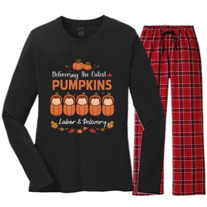 Delivering The Cutest Pumpkins Labor & Delivery Halloween Women's Long Sleeve Flannel Pajama Set 