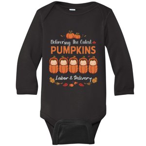 Delivering The Cutest Pumpkins Labor & Delivery Halloween Baby Long Sleeve Bodysuit