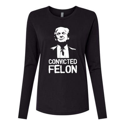 Donald Trump Convicted Felon Stencil Graffiti Womens Cotton Relaxed Long Sleeve T-Shirt