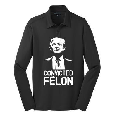 Donald Trump Convicted Felon Stencil Graffiti Silk Touch Performance Long Sleeve Polo