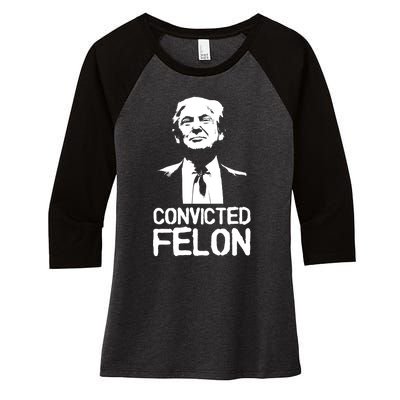 Donald Trump Convicted Felon Stencil Graffiti Women's Tri-Blend 3/4-Sleeve Raglan Shirt