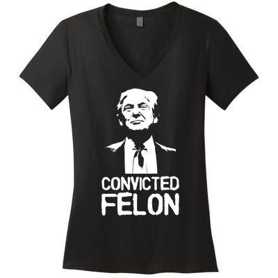 Donald Trump Convicted Felon Stencil Graffiti Women's V-Neck T-Shirt