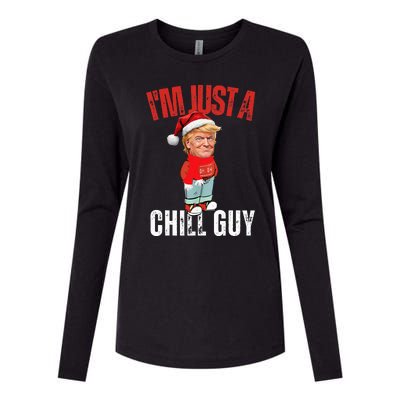 Donald Trump Christmas Chill Meme Guy Womens Cotton Relaxed Long Sleeve T-Shirt