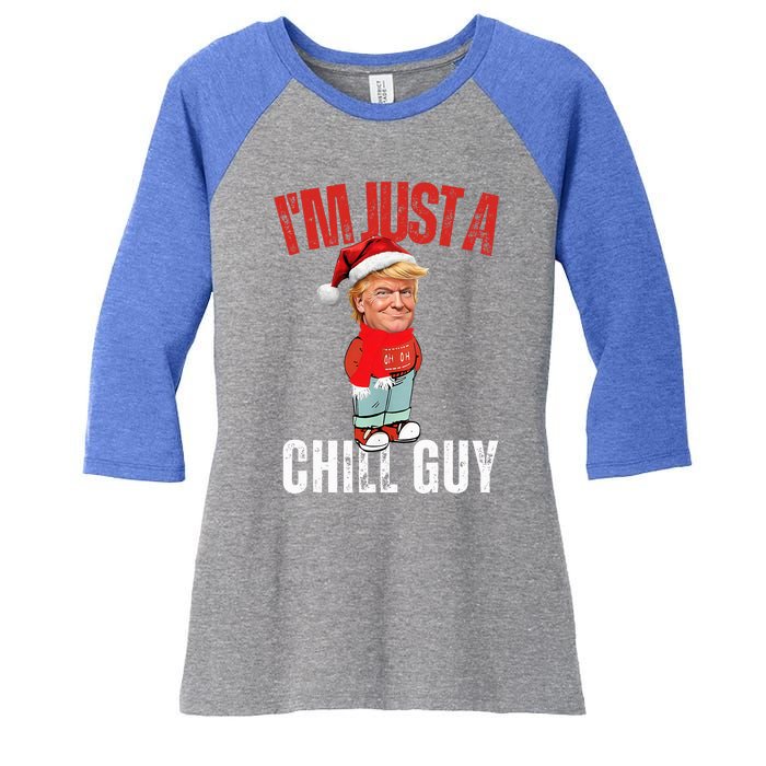 Donald Trump Christmas Chill Meme Guy Women's Tri-Blend 3/4-Sleeve Raglan Shirt