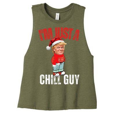 Donald Trump Christmas Chill Meme Guy Women's Racerback Cropped Tank