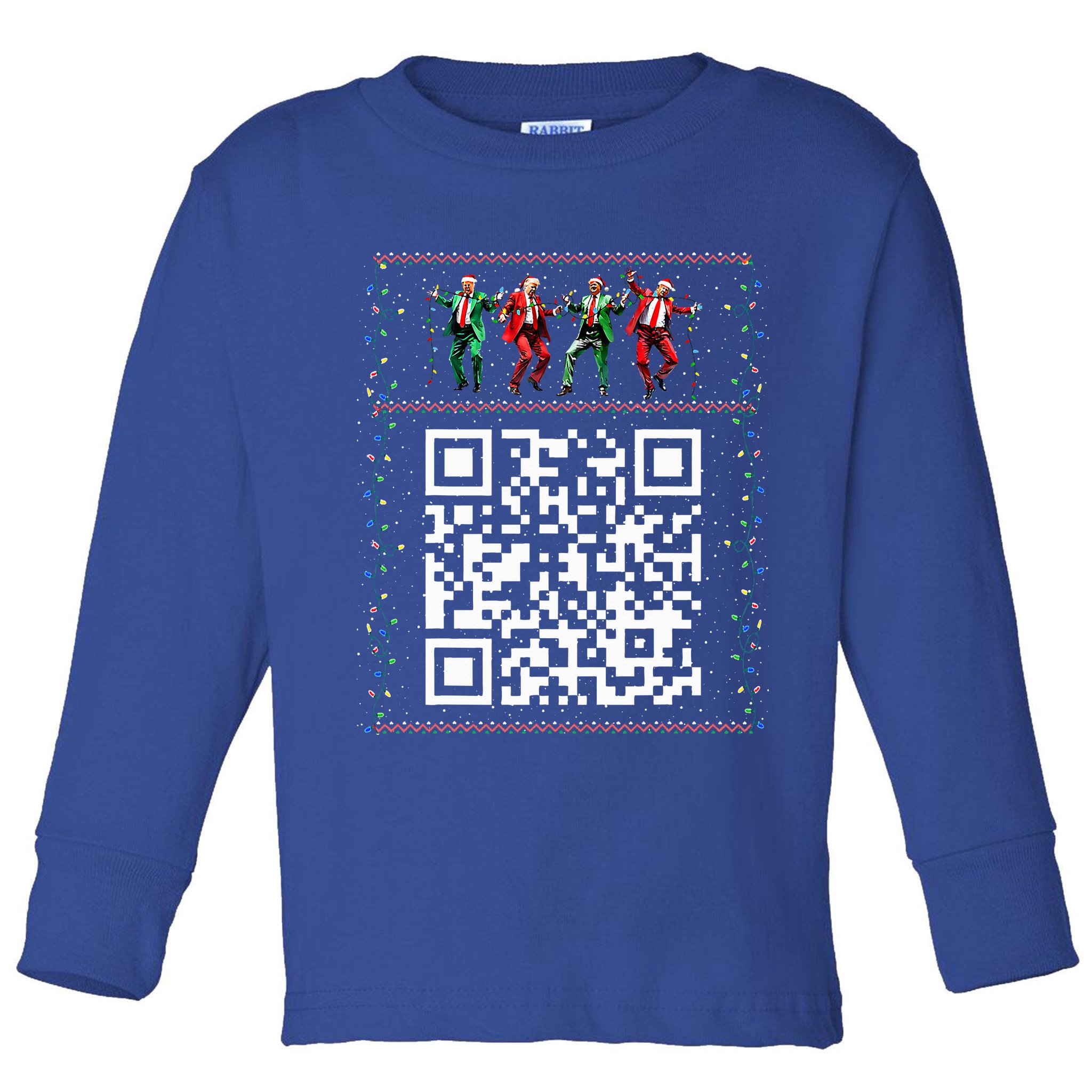 Dancing Trump Christmas Qr President 2024 Dance Code Toddler Long Sleeve Shirt