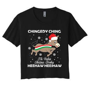 Dominick The Christmas Donkey Italian Donkey Women's Crop Top Tee