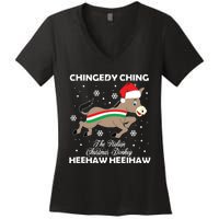 Dominick The Christmas Donkey Italian Donkey Women's V-Neck T-Shirt