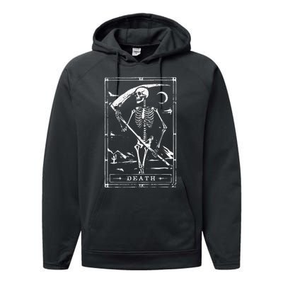 Death Tarot Card Goth Skeleton Grim Reaper Halloween Performance Fleece Hoodie