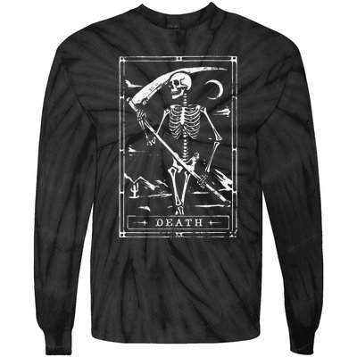 Death Tarot Card Goth Skeleton Grim Reaper Halloween Tie-Dye Long Sleeve Shirt