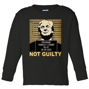 Donal Trump campaig releases mugshot Not Guilty Toddler Long Sleeve Shirt