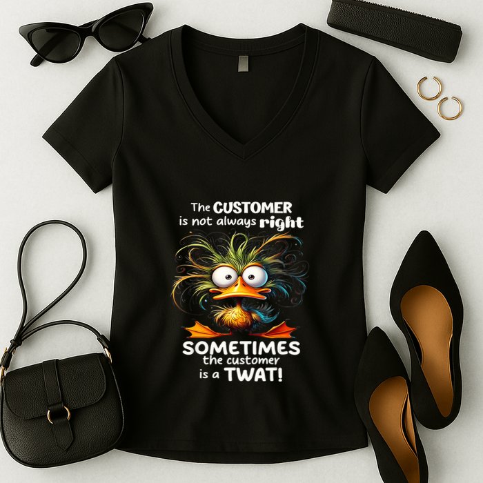 Duck The Customer Is Not Always Right Sometimes The Customer Women's V-Neck T-Shirt