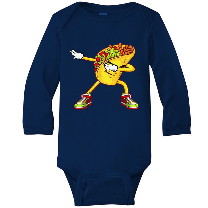 Dabbing Taco Cinco De Mayo Funny Mexican Food Dab Baby Long Sleeve Bodysuit