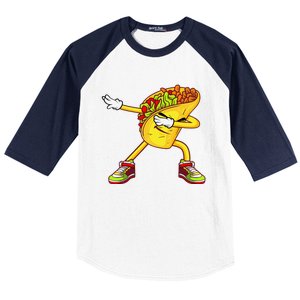 Dabbing Taco Cinco De Mayo Funny Mexican Food Dab Baseball Sleeve Shirt