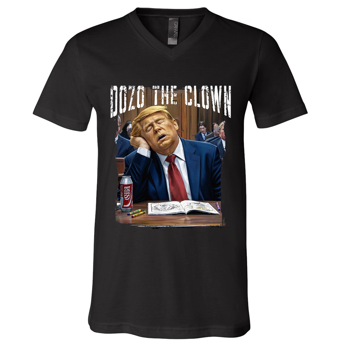 Dozo The Clown Donald Trump Sleeping At Trial V-Neck T-Shirt