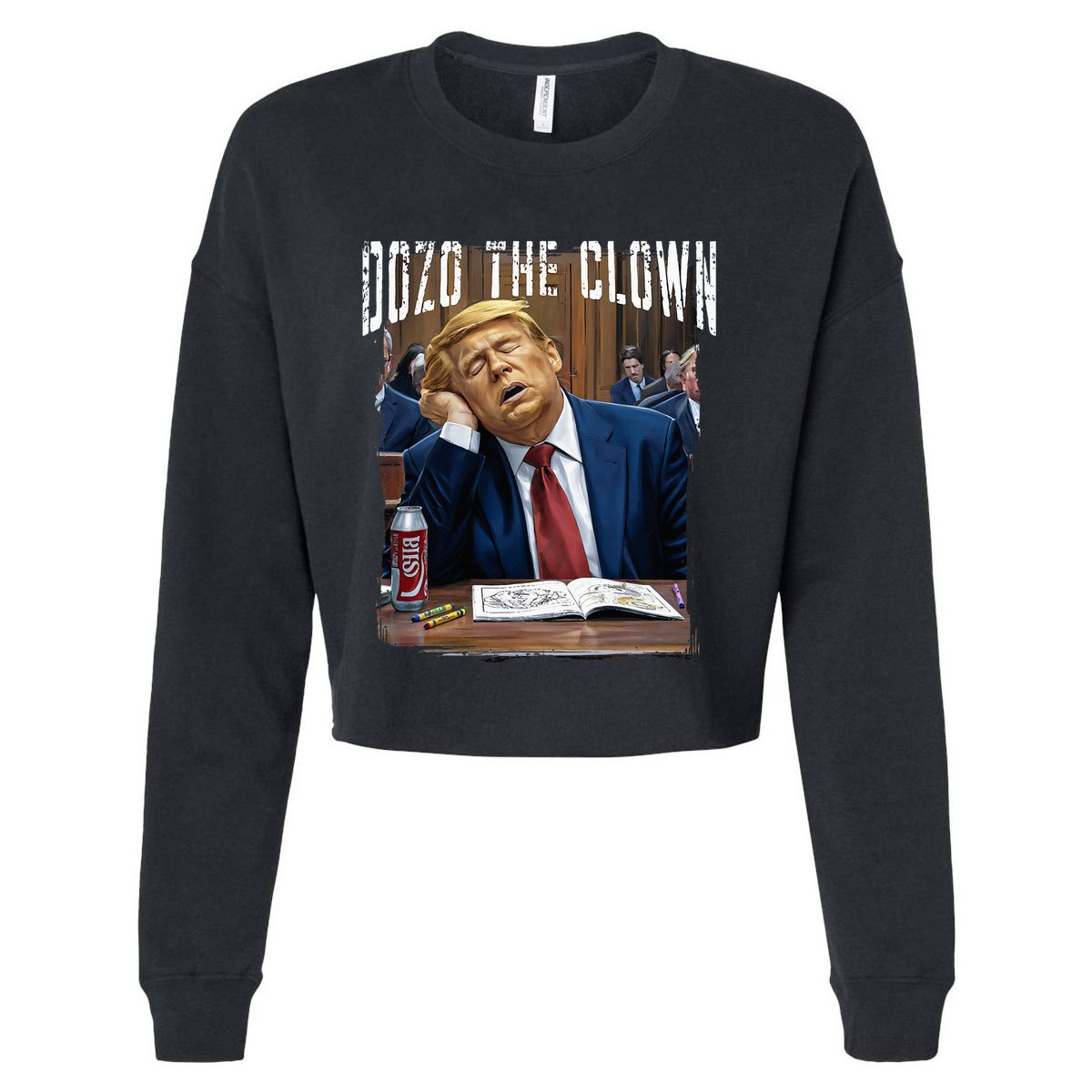 Dozo The Clown Donald Trump Sleeping At Trial Cropped Pullover Crew