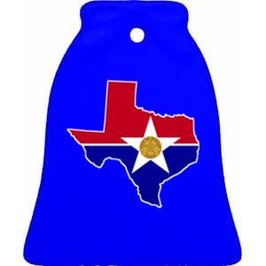 Dallas Texas City Flag Gift Ceramic Bell Ornament