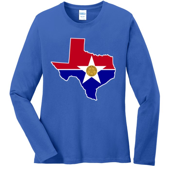 Dallas Texas City Flag Gift Ladies Long Sleeve Shirt