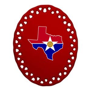 Dallas Texas City Flag Gift Ceramic Oval Ornament