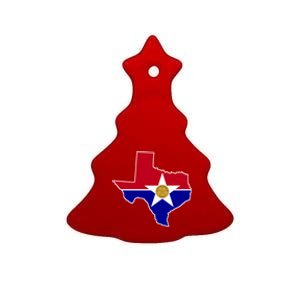 Dallas Texas City Flag Gift Ceramic Tree Ornament