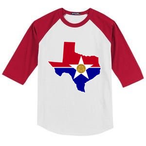 Dallas Texas City Flag Gift Kids Colorblock Raglan Jersey