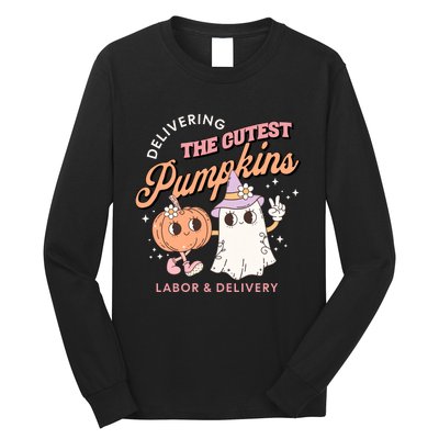 Delivering The Cutest Pumpkins Labor And Delivery Nurse Halloween Long Sleeve Shirt