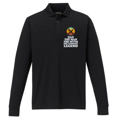 Dad The Cooking Legend Cook Chef Kitchen Food Maker Graphic Meaningful Gift Performance Long Sleeve Polo