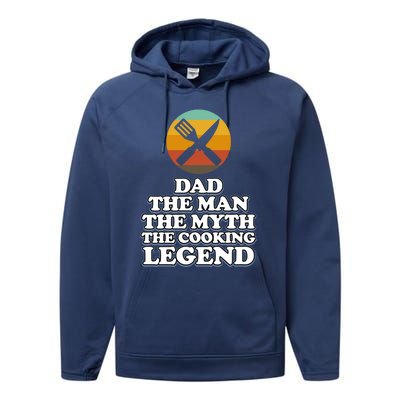 Dad The Cooking Legend Cook Chef Kitchen Food Maker Graphic Meaningful Gift Performance Fleece Hoodie