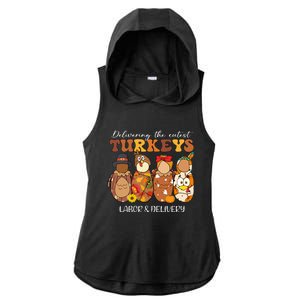 Delivering The Cutest Turkeys Labor & Delivery Thanksgiving Ladies PosiCharge Tri-Blend Wicking Draft Hoodie Tank