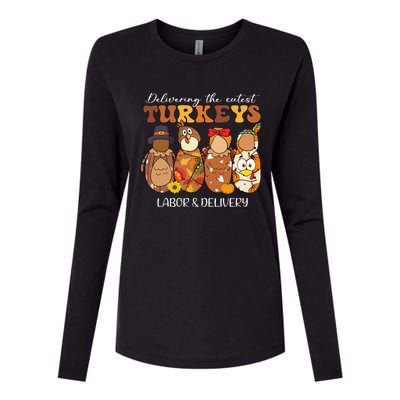 Delivering The Cutest Turkeys Labor & Delivery Thanksgiving Womens Cotton Relaxed Long Sleeve T-Shirt