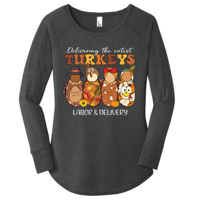 Delivering The Cutest Turkeys Labor & Delivery Thanksgiving Women's Perfect Tri Tunic Long Sleeve Shirt