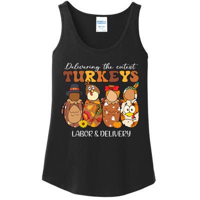 Delivering The Cutest Turkeys Labor & Delivery Thanksgiving Ladies Essential Tank