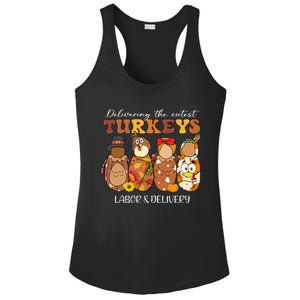 Delivering The Cutest Turkeys Labor & Delivery Thanksgiving Ladies PosiCharge Competitor Racerback Tank