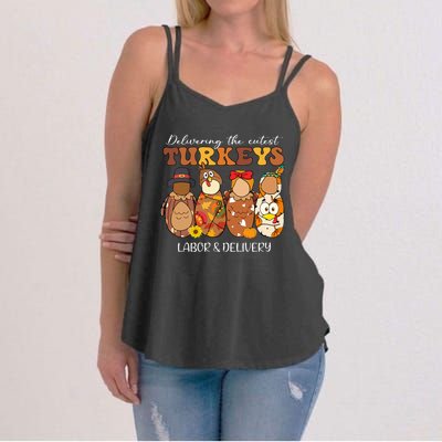 Delivering The Cutest Turkeys Labor & Delivery Thanksgiving Women's Strappy Tank