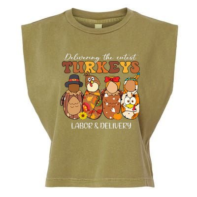 Delivering The Cutest Turkeys Labor & Delivery Thanksgiving Garment-Dyed Women's Muscle Tee