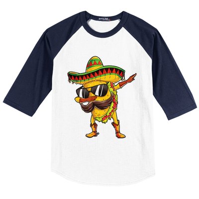 Dabbing Taco Cinco De Mayo Men Mexican Food Sombrero Baseball Sleeve Shirt